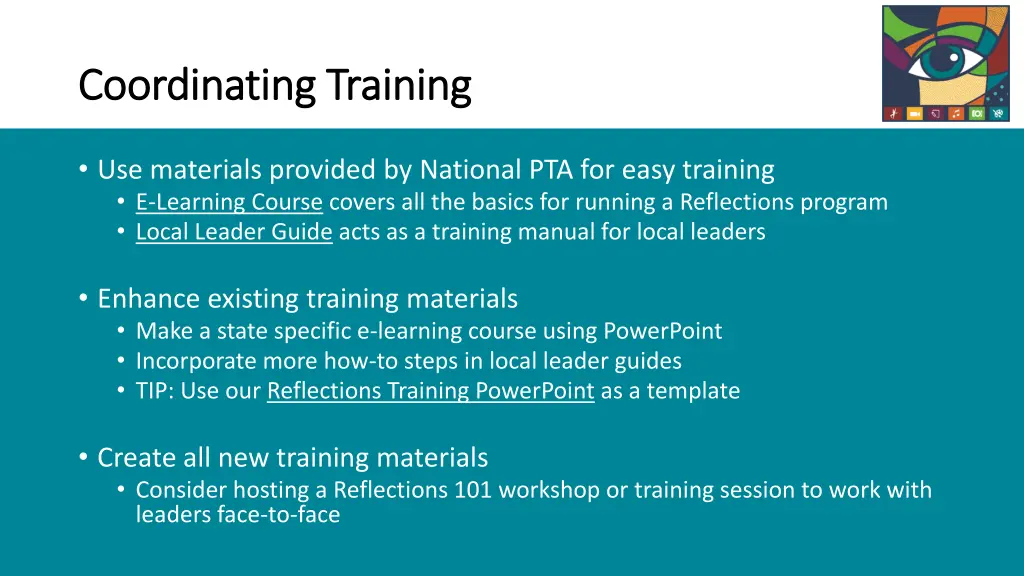 coordinating training coordinating training