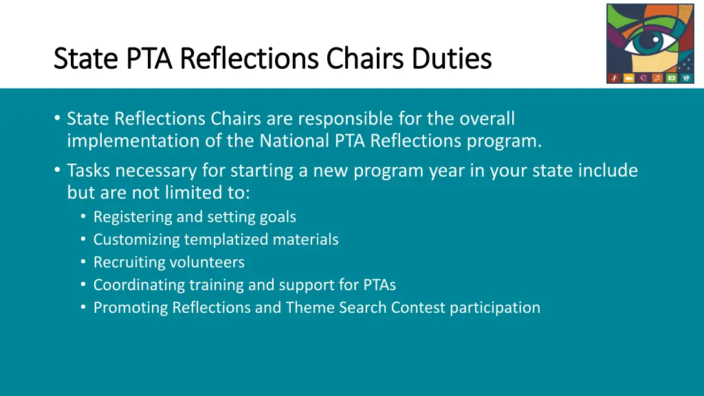 state pta reflections chairs duties state