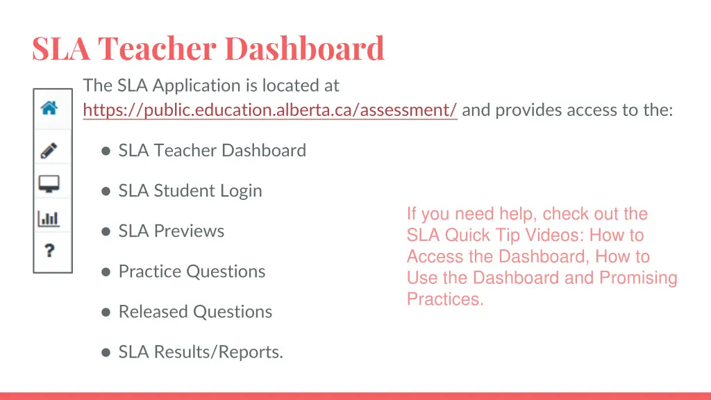 sla teacher dashboard the sla application