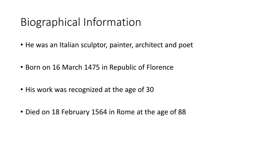 biographical information