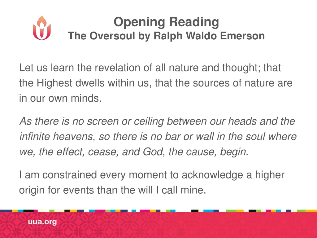 opening reading the oversoul by ralph waldo