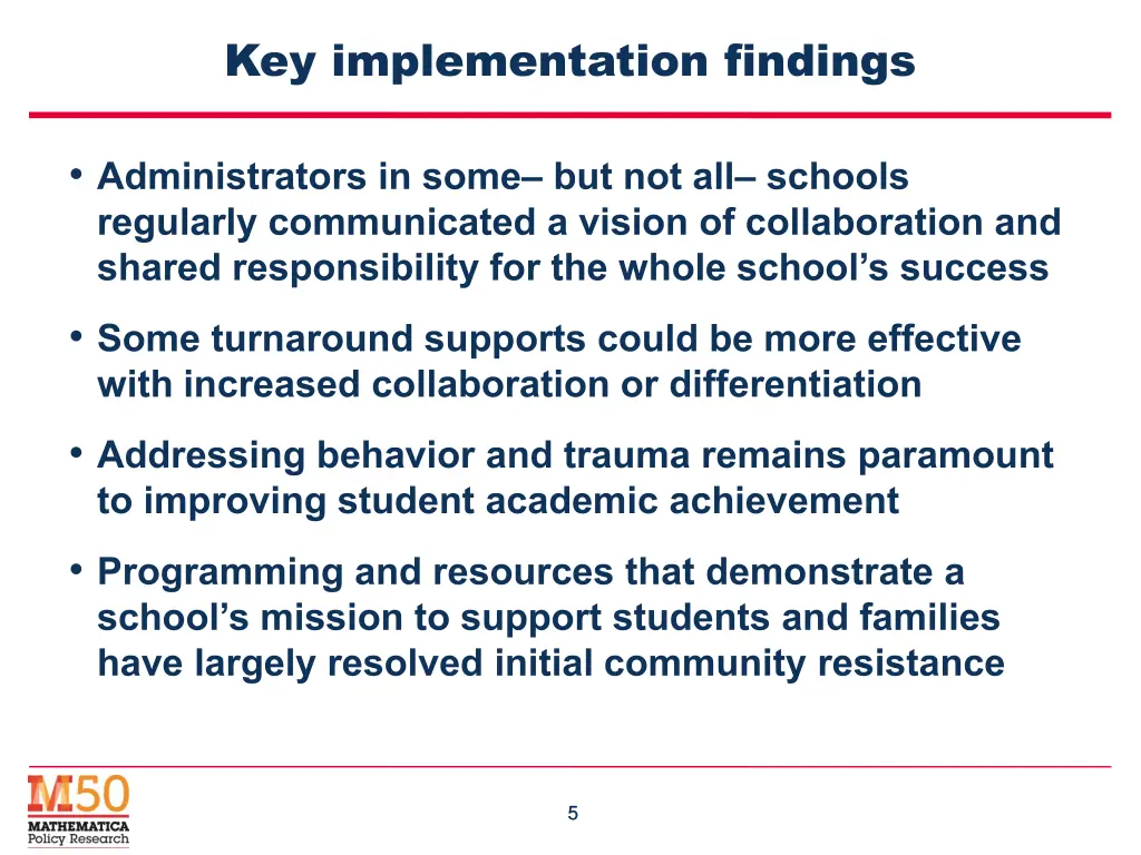 key implementation findings