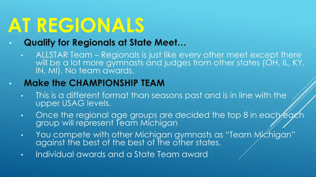 at regionals qualify for regionals at state meet