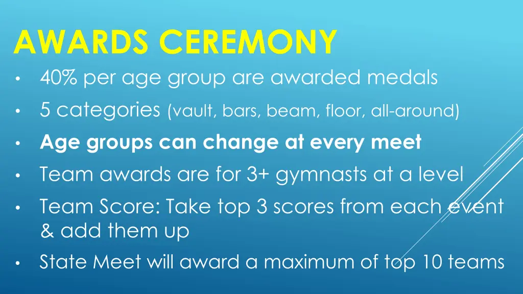 awards ceremony 40 per age group are awarded