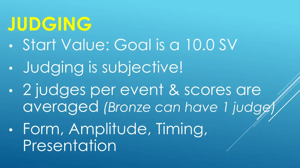 judging start value goal is a 10 0 sv judging