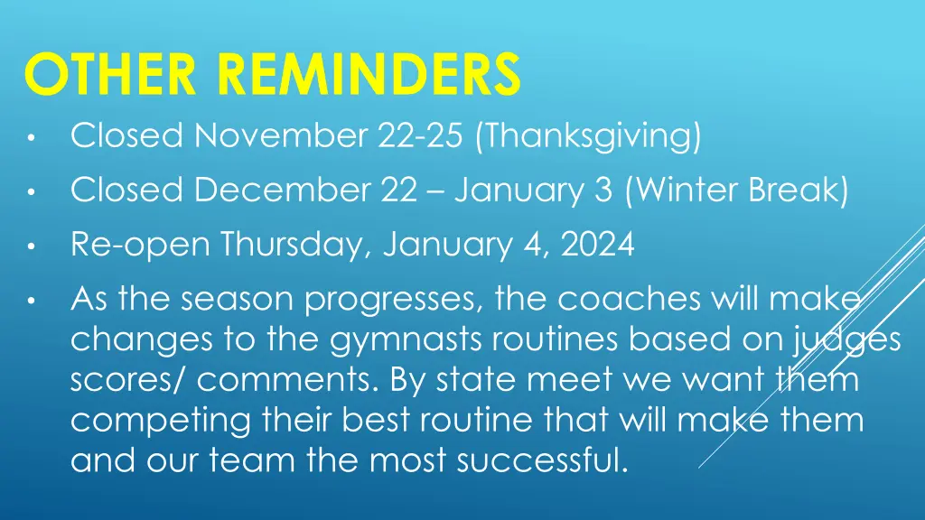 other reminders closed november