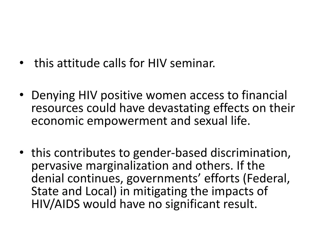 this attitude calls for hiv seminar