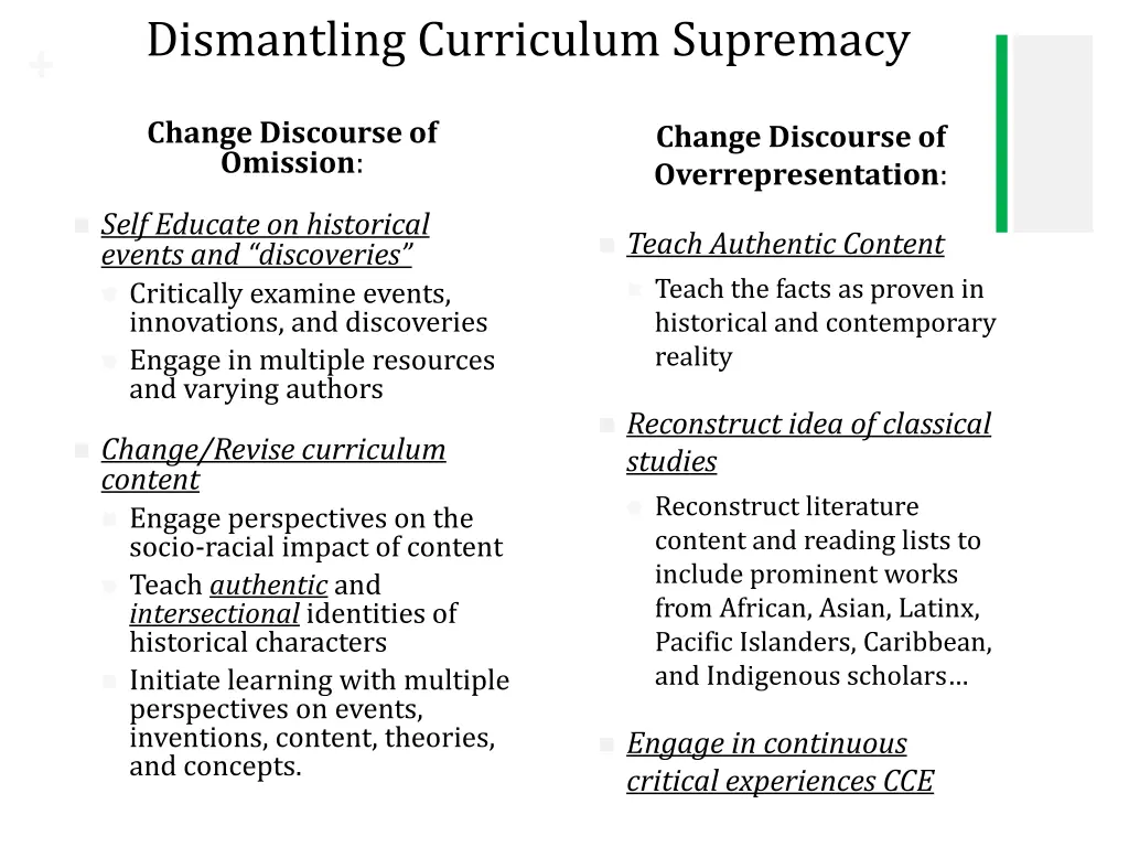 dismantling curriculum supremacy