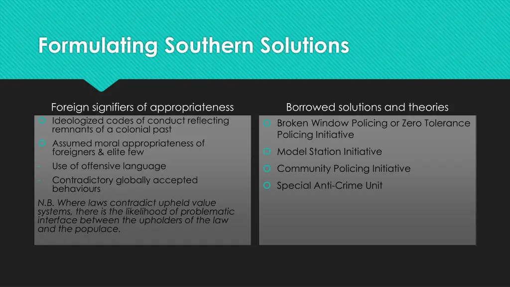 formulating southern solutions