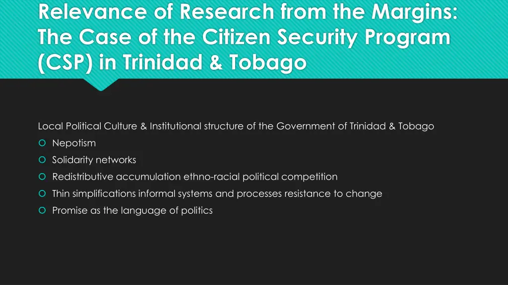 relevance of research from the margins the case