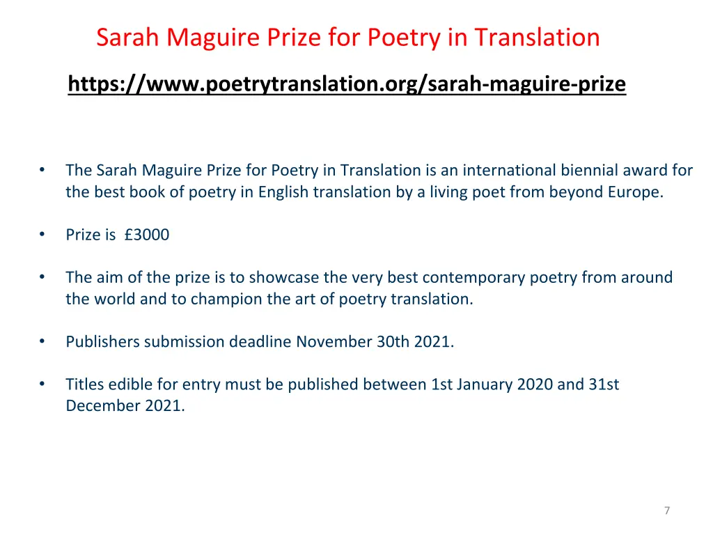 sarah maguire prize for poetry in translation
