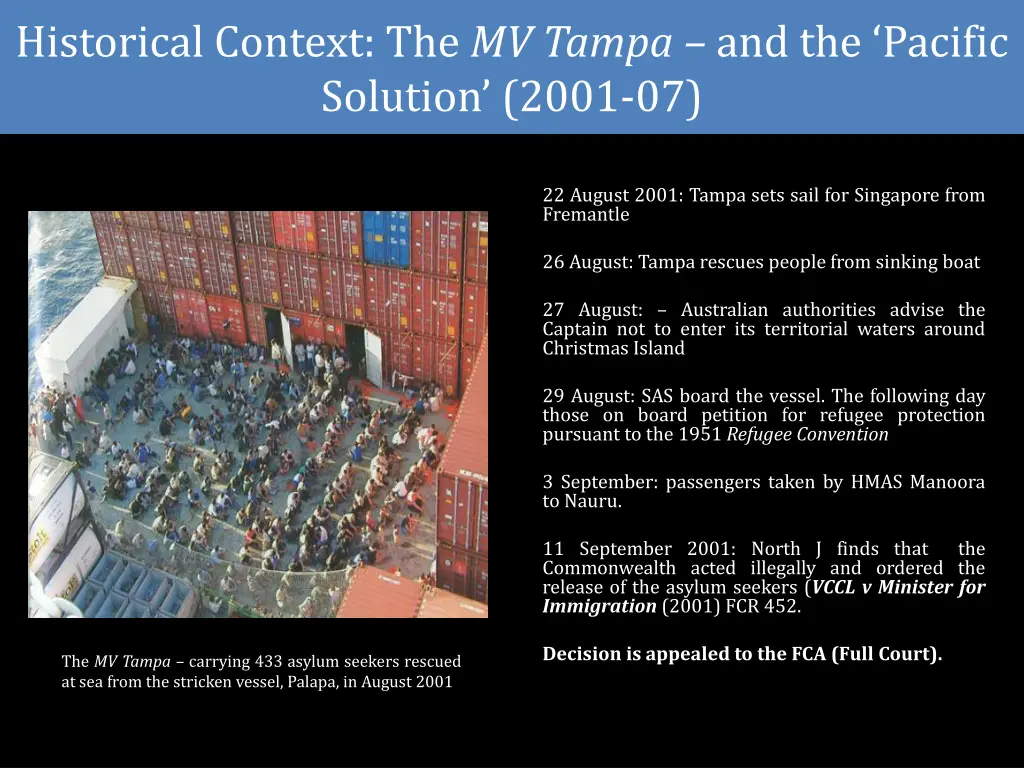 historical context the mv tampa and the pacific