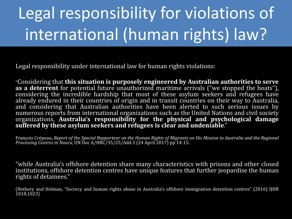 legal responsibility for violations