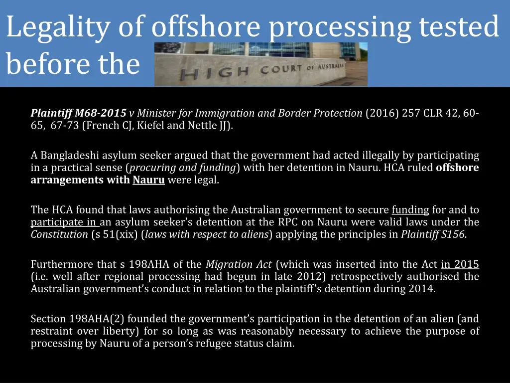 legality of offshore processing tested before the 1