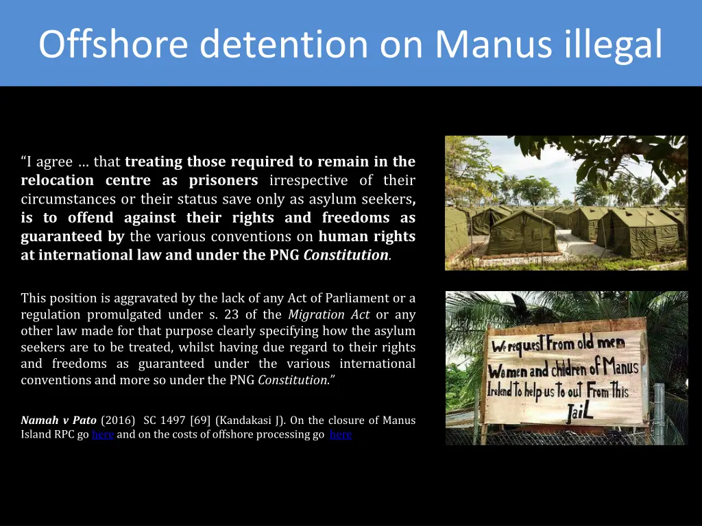offshore detention on manus illegal