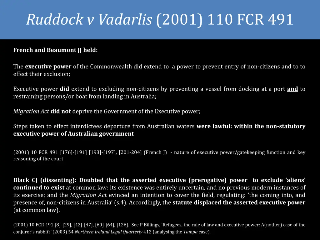 ruddock v vadarlis 2001 110 fcr 491 1