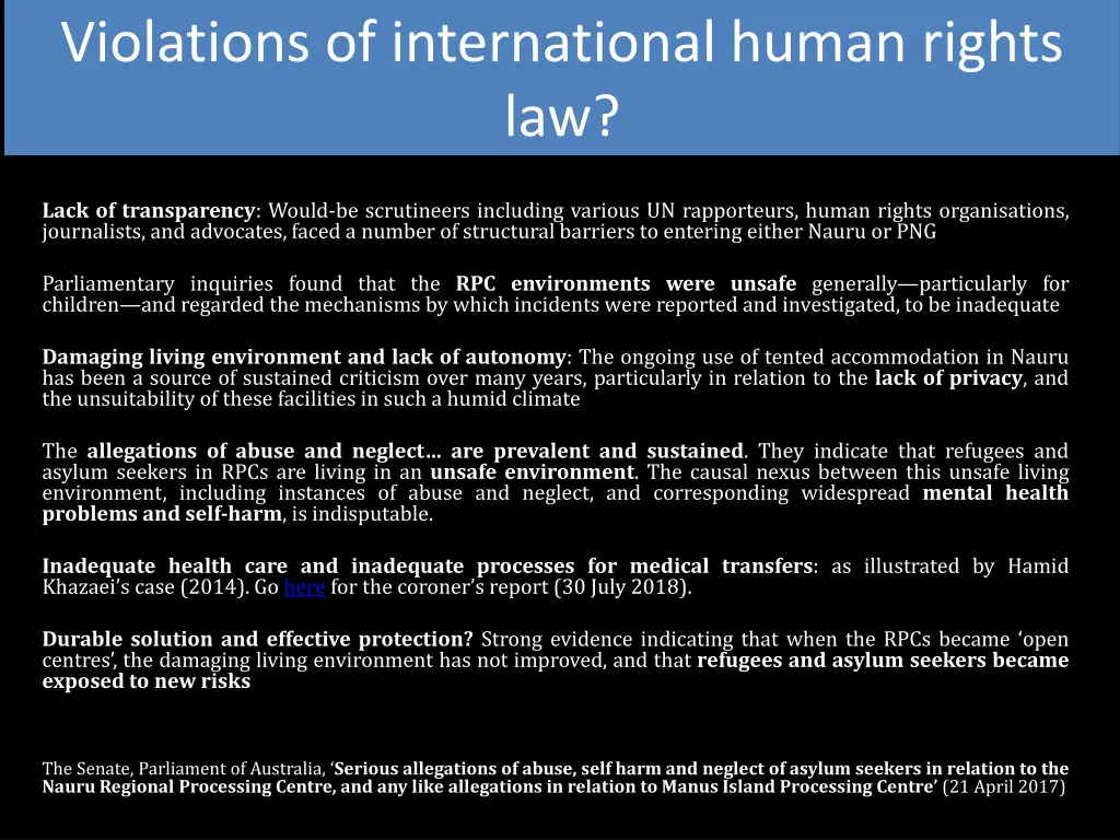 violations of international human rights law
