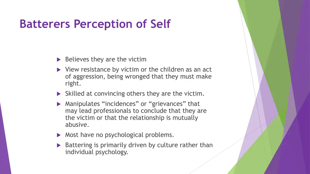 batterers perception of self