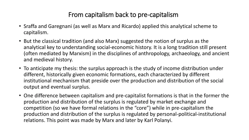 from capitalism back to pre from capitalism back