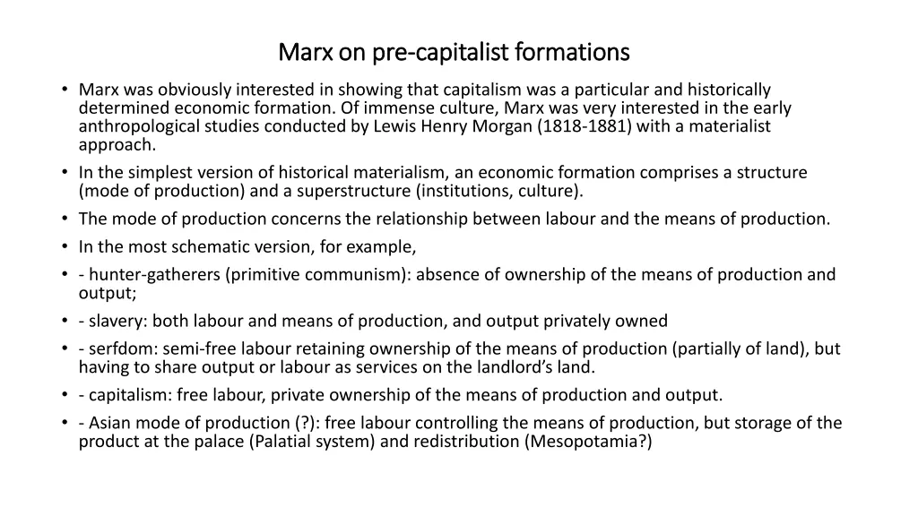 marx on pre marx on pre capitalist formations