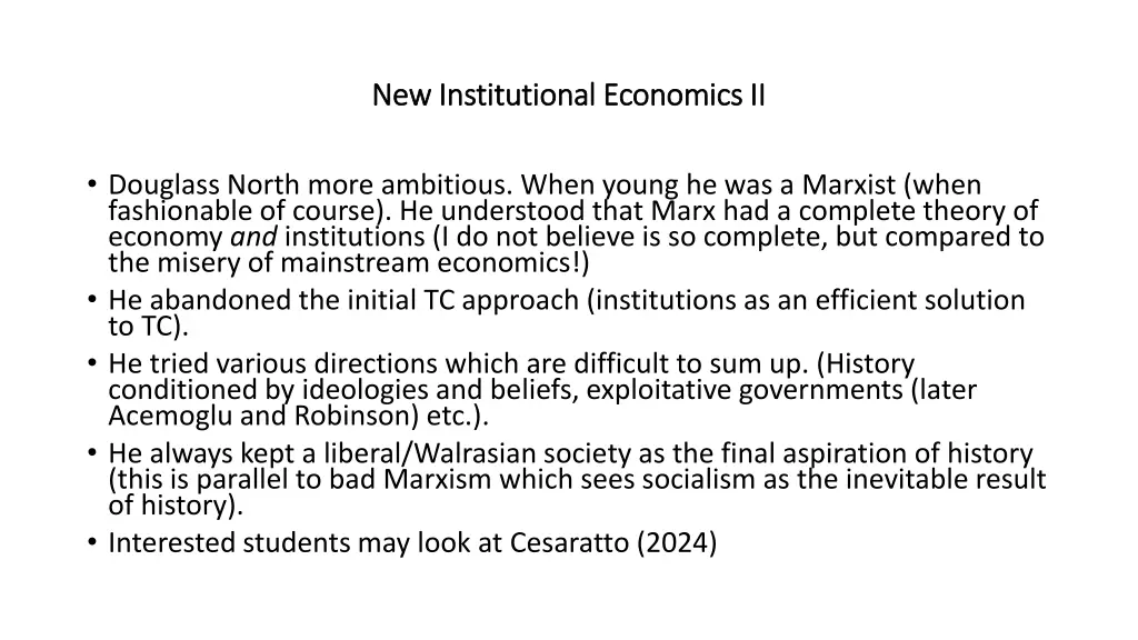 new institutional economics ii new institutional