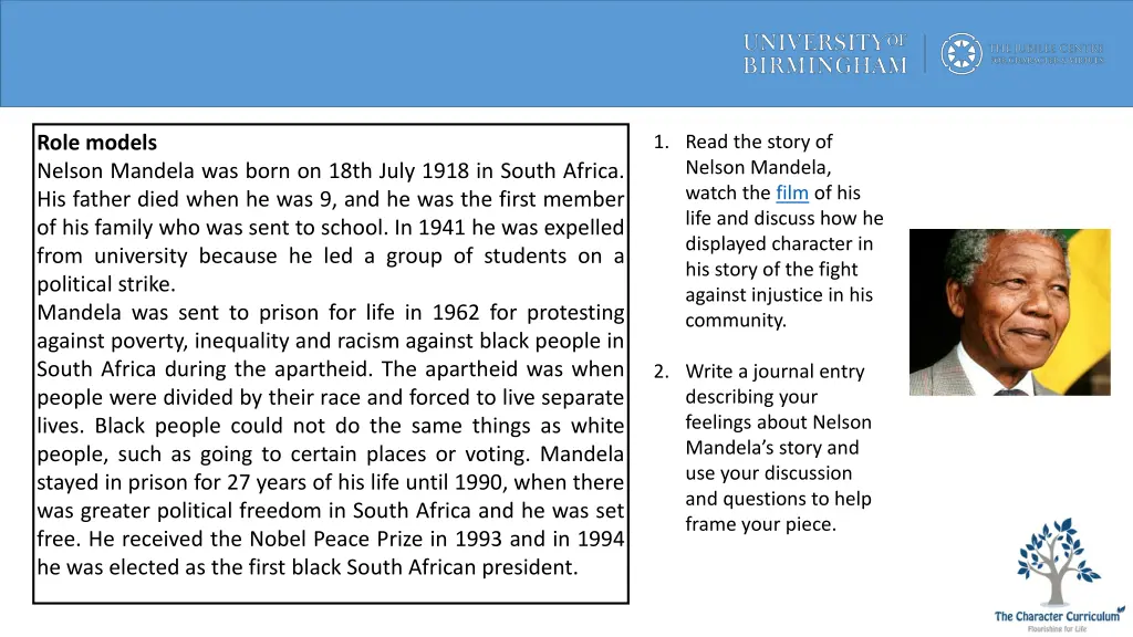 role models nelson mandela was born on 18th july