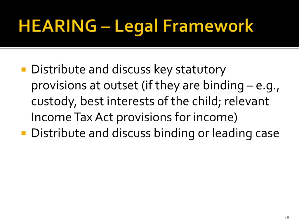 distribute and discuss key statutory provisions