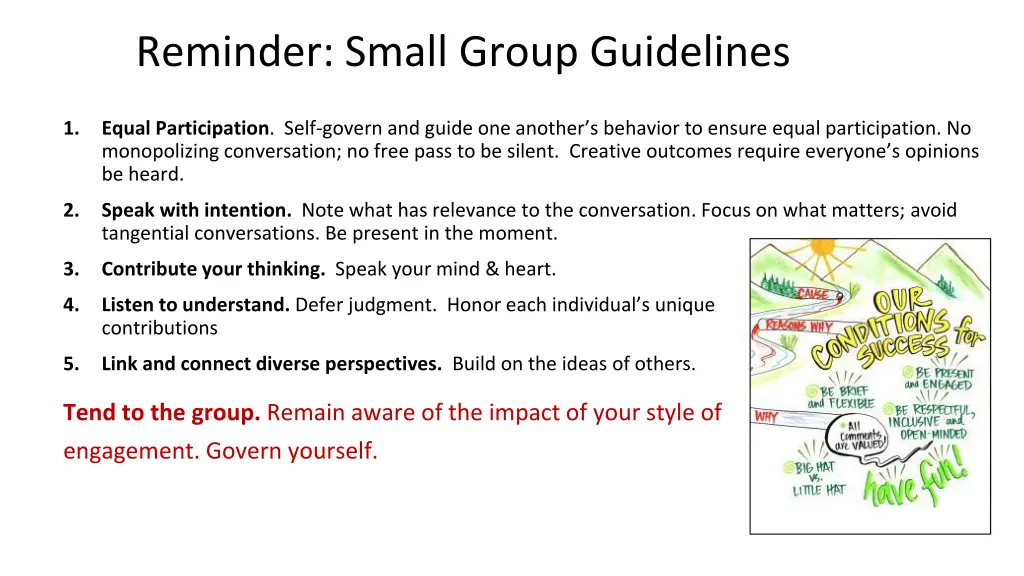 reminder small group guidelines
