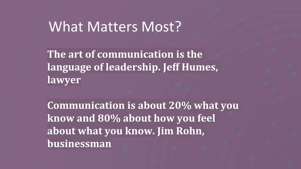 what matters most