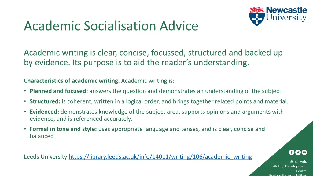 academic socialisation advice