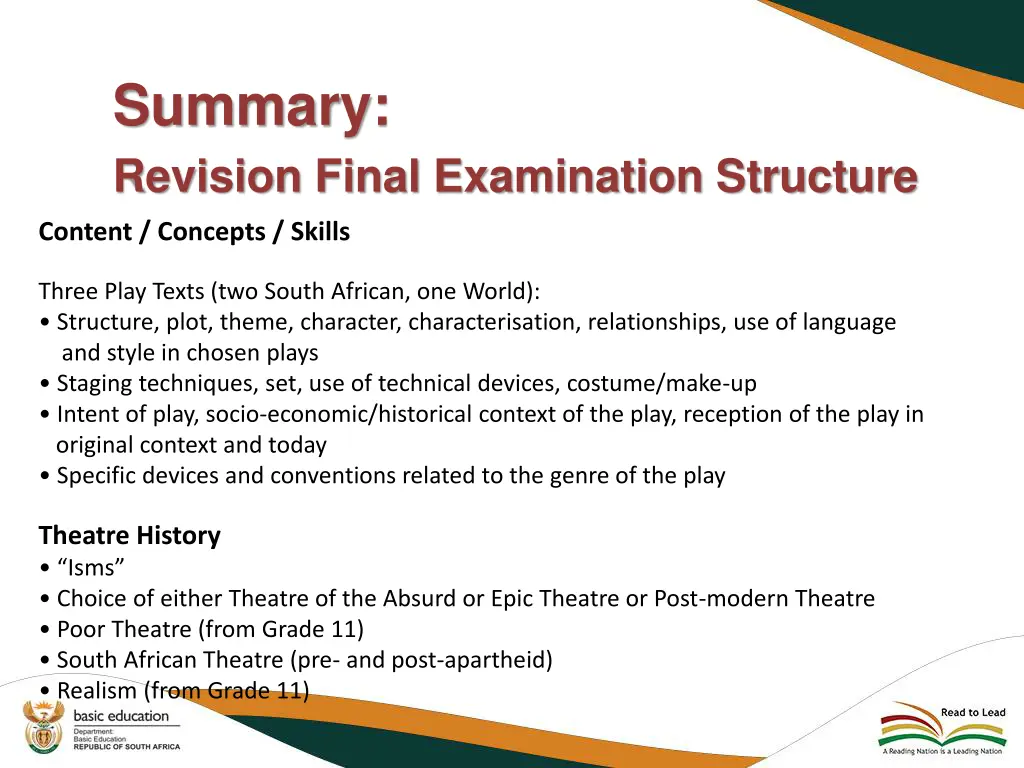 summary revision final examination structure 1