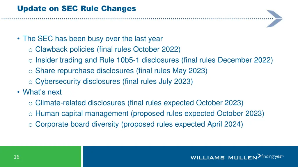 update on sec rule changes
