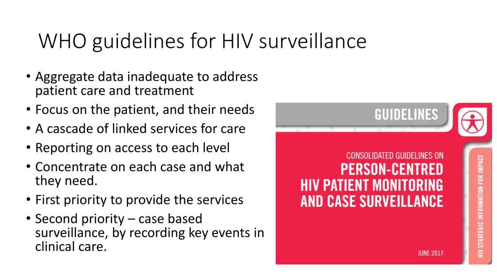 who guidelines for hiv surveillance