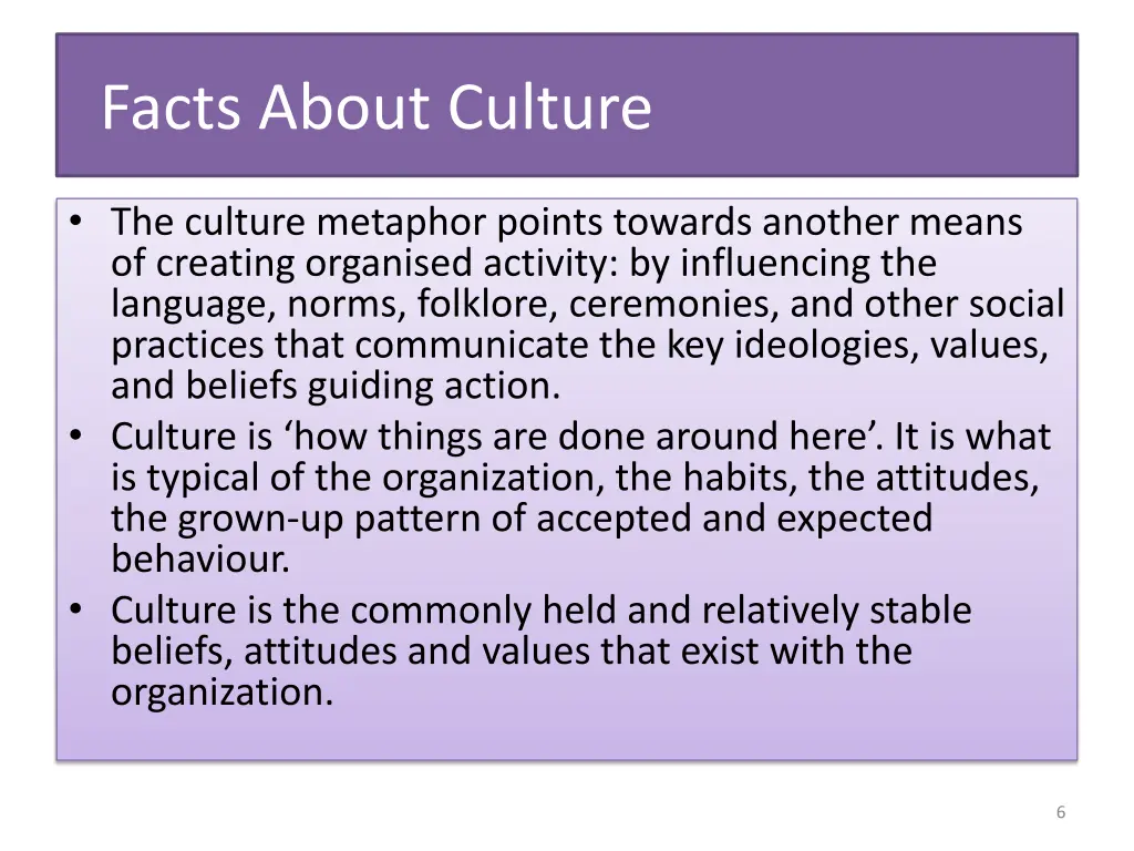 facts about culture