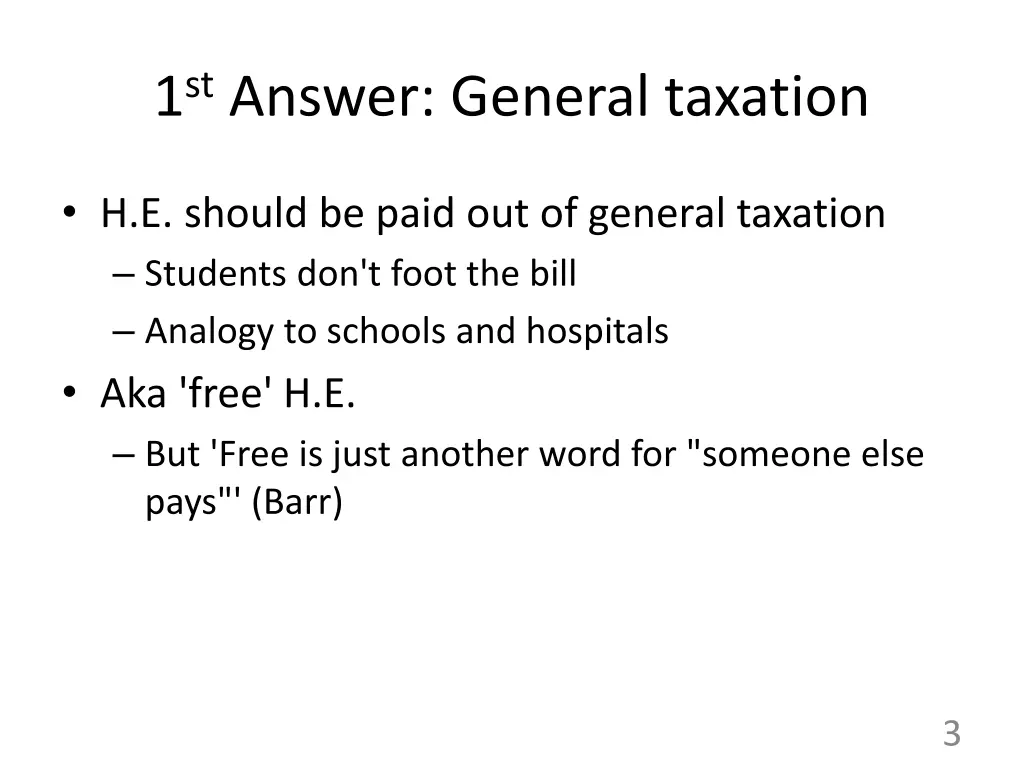 1 st answer general taxation
