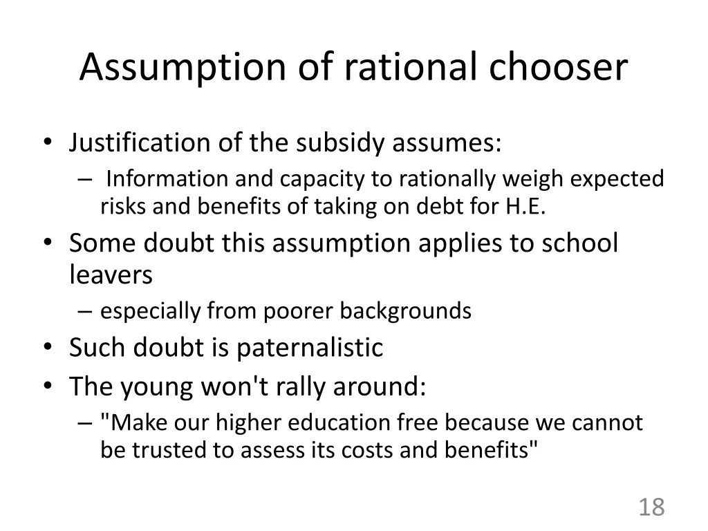 assumption of rational chooser