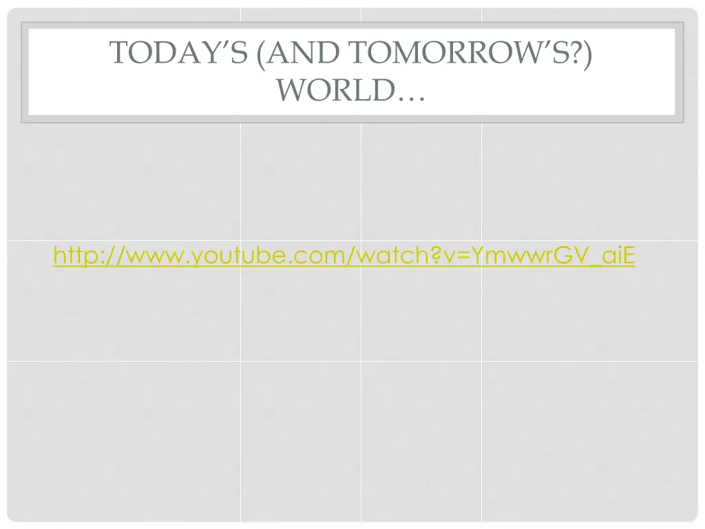 today s and tomorrow s world