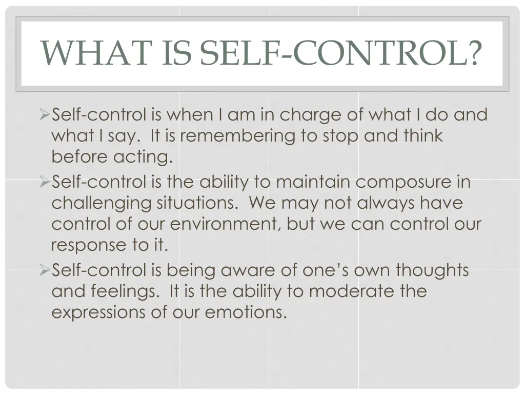 what is self control