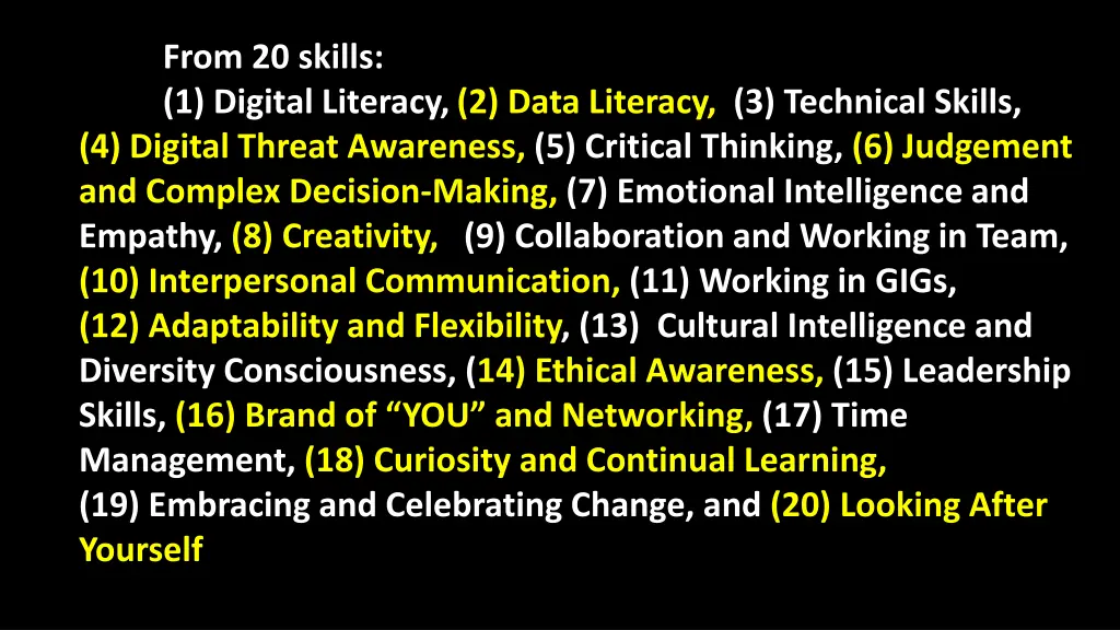 from 20 skills 1 digital literacy 2 data literacy