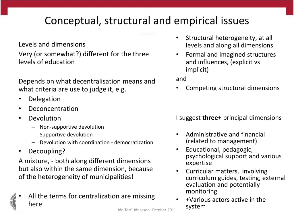 conceptual structural and empirical issues