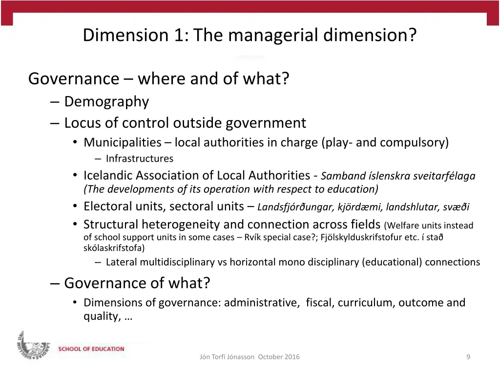 dimension 1 the managerial dimension