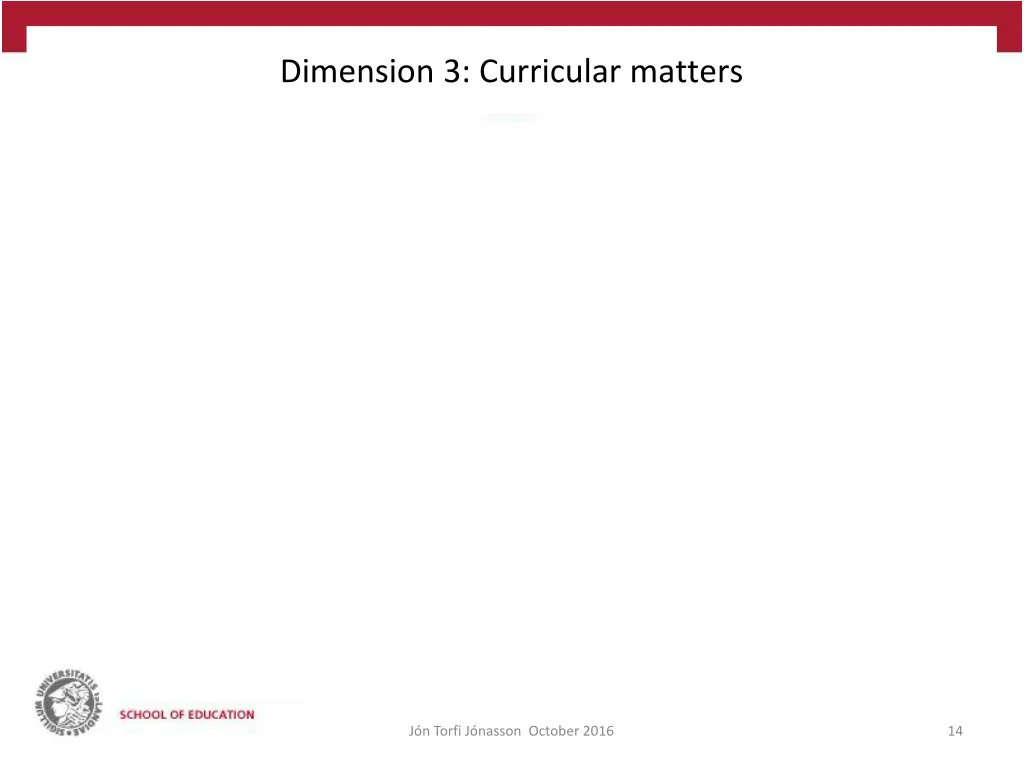 dimension 3 curricular matters