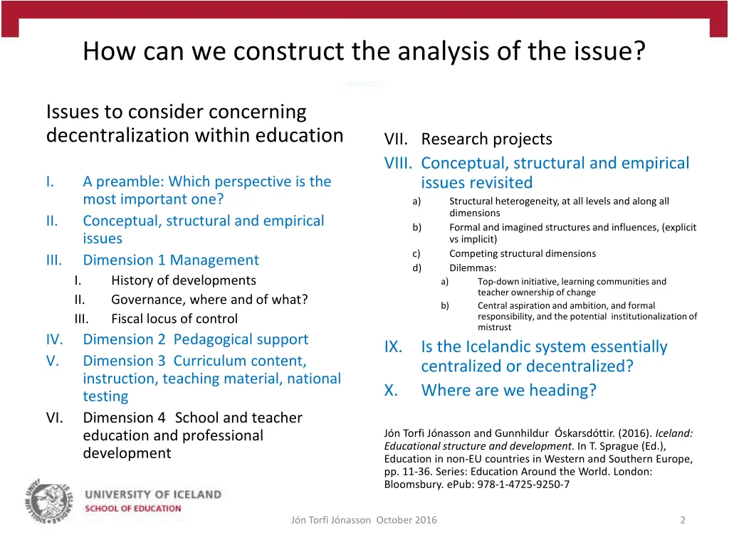 how can we construct the analysis of the issue