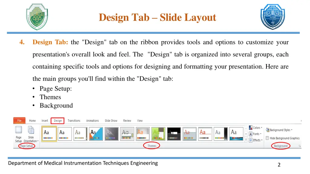 design tab slide layout