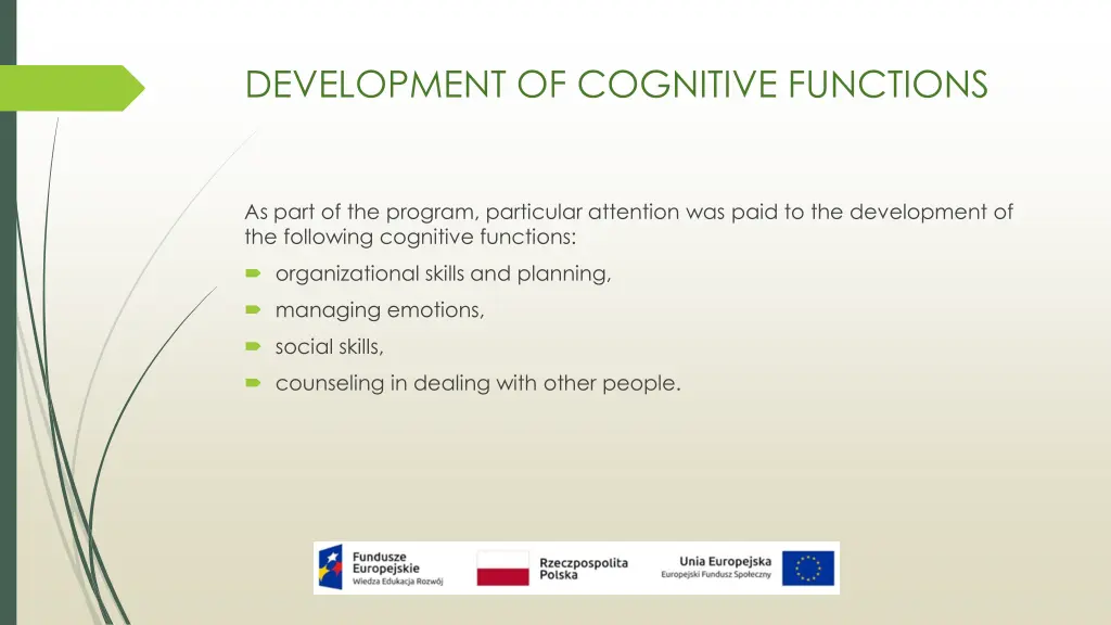 development of cognitive functions