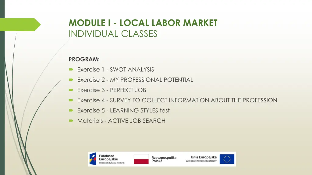module i local labor market individual classes 1
