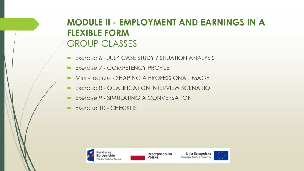module ii employment and earnings in a flexible 2