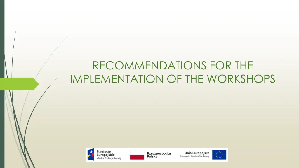 recommendations for the implementation