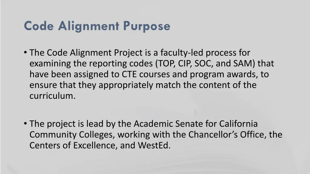 code alignment purpose