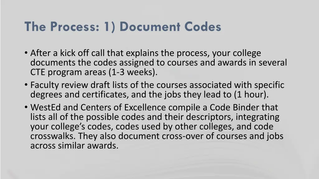 the process 1 document codes